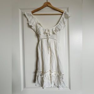 ASOS DESIGN ruffle textured mini sundress with lace inserts in ivory NWT